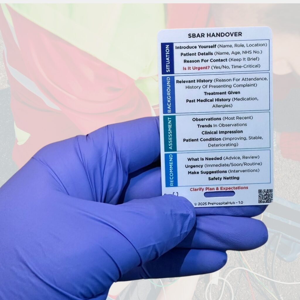Prehospital Handover Reference Card SBAR