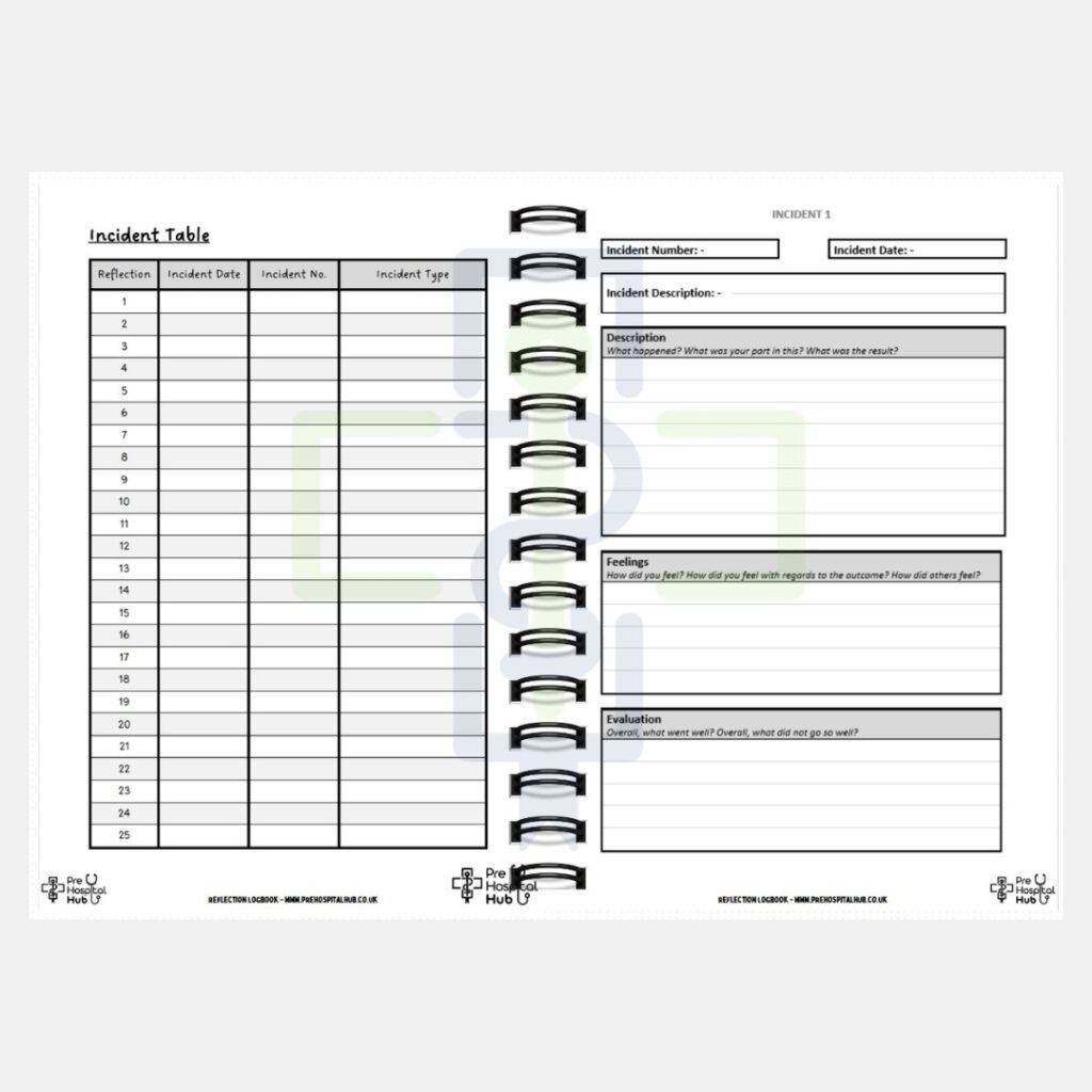 PreHospitalHub Reflection Logbook Page Sample