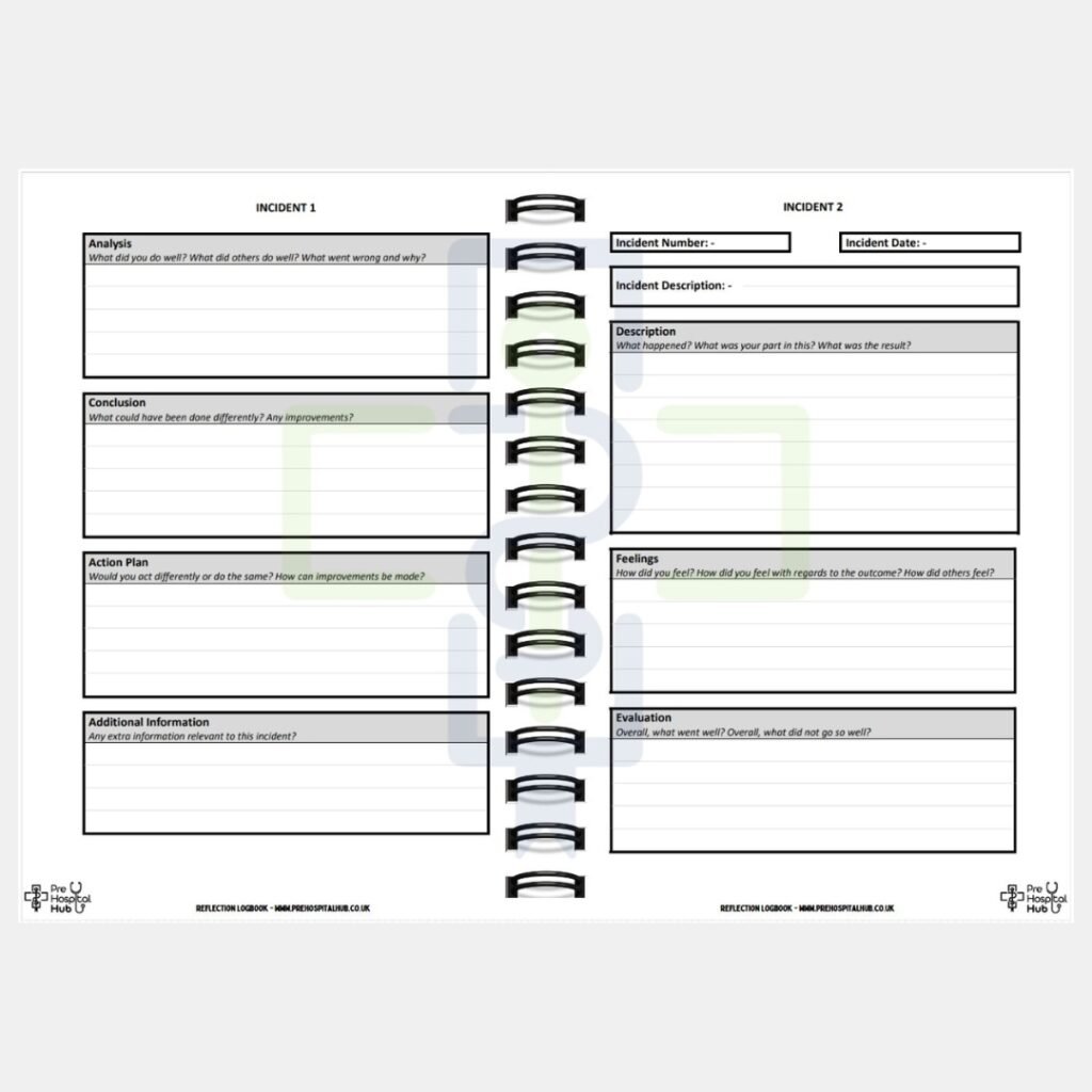 PreHospitalHub Reflection Logbook Page Sample