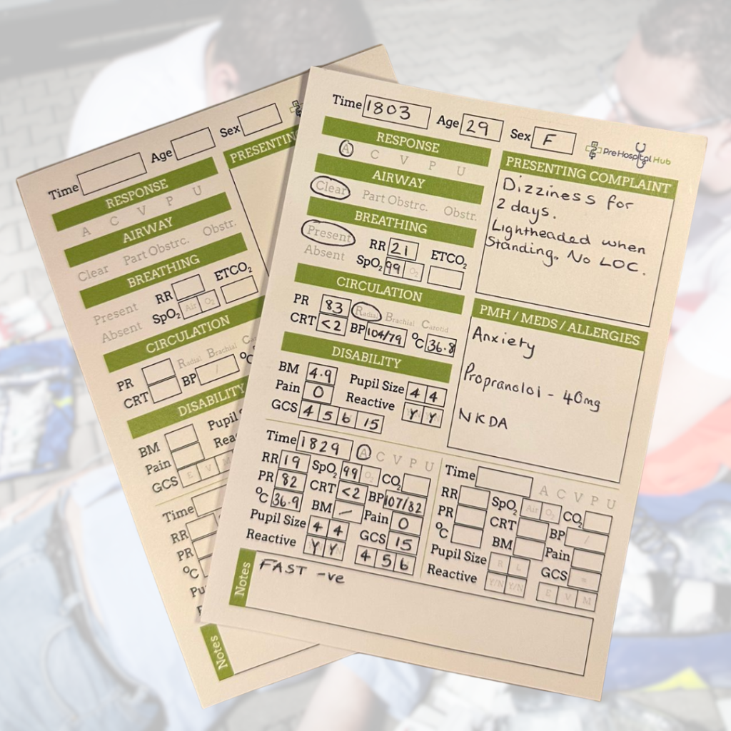 Prehospital Primary Survey & Observations Notepad